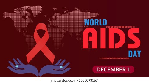 World Aids day, december 1. Together We Can End HIV: World AIDS Day Advocacy. Campaign or celebration banner design