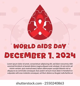 World AIDS Day – December 1, 2024, Attractive design, can be used on all social media platforms, beautiful color combination, get it now for the first purchase.