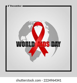 Día Mundial del SIDA, 1 de diciembre, cartel con cinta roja y texto Día Mundial del Sida