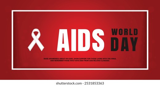 World AIDS Day December 1st. Banner with red ribbon and text World Aids Day on gray map background. Vector illustration EPS 10