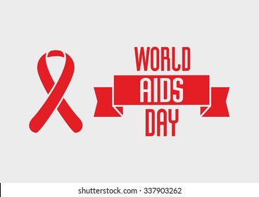 World Aids Day design concept with red ribbon of aids awareness on light background