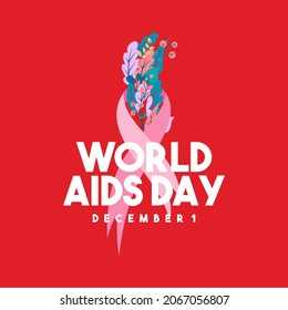 World aids day design template. Stroke red ribbon. October is Cancer Awareness Month