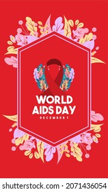 World aids day design template. Stroke red ribbon. October is Cancer Awareness Month