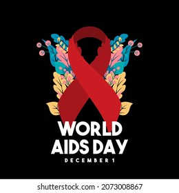World aids day design template. Stroke red ribbon. October is Cancer Awareness Month