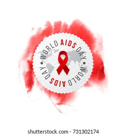 emblema del Día Mundial del SIDA sobre fondo de color rojo