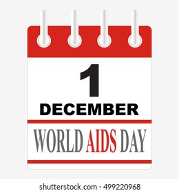 World aids day. First December. calendar sheet. 