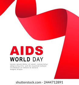 World AIDS Day. The fluttering red ribbon of awareness as a symbol of hope about the need to understand the problem of AIDS. AIDS Memorial Day. Vector illustration.