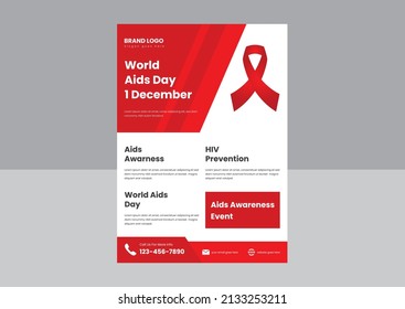world aids day flyer design template. aids day awareness flyer poster design. 1 December world aids day flyer design.
