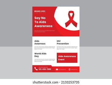 world aids day flyer design template. aids day awareness flyer poster design. 1 December world aids day flyer design.