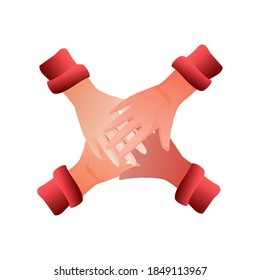 world aids day, group hands together help vector illustration
