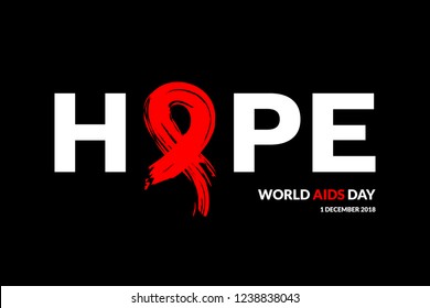World AIDS Day with hand drawn red ribbon design vector illustration. Aids Awareness icon design for ads, poster, banner, or t-shirt