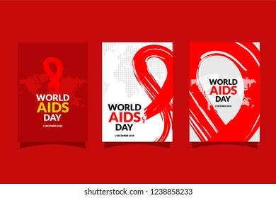 World AIDS Day with hand drawn red ribbon design flyer vector illustration. Aids Awareness icon design for ads, poster, banner, or t-shirt