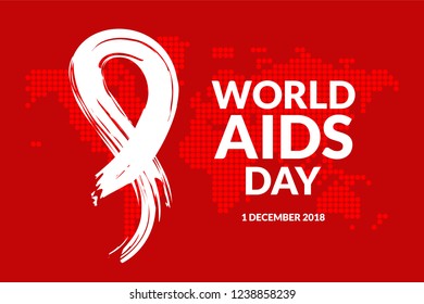 World AIDS Day with hand drawn white ribbon design vector illustration. Aids Awareness icon design for ads, poster, banner, or t-shirt