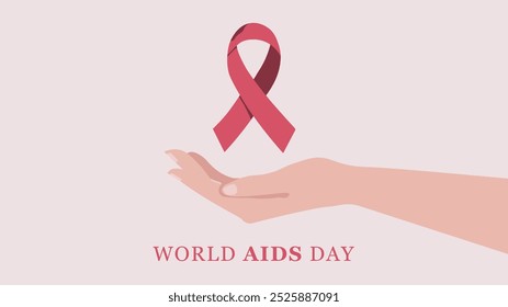 World AIDS Day, A hand holds a red ribbon symbolizing 