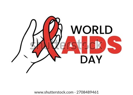 WORLD AIDS day, Hands holding red ribbon symbol for AIDS awareness