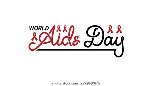 World aids day handwritten calligraphy text vector illustration. Great for events, and campaigns to prevent the spread of AIDS throughout the world.	
