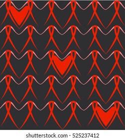 world aids day hearts pattern on black background