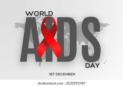 World AIDS Day, Illustration Of World Aids Day With Aids Awareness Ribbon. December 1st, STOP AIDS