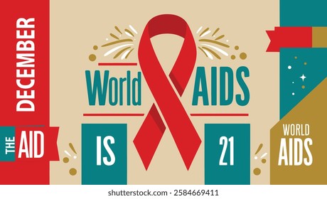World AIDS Day Illustration – Red Ribbon  Support Message