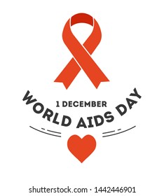 Día mundial del sida enfermedad del sistema inmunitario aislado icono de lazo o lazo rojo y caridad cardíaca y ayuda a concienciar y prevenir el vih emblema de la salud o logotipo solidaridad y tolerancia que la gente no apoya.