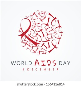 World AIDS Day letter vector concept design on white background. Aids Awareness icon design for poster, banner, background. Vector illustration EPS.8 EPS.10