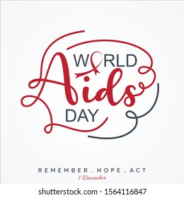 World AIDS Day letter vector concept design on white background. Aids Awareness icon design for poster, banner, background. Vector illustration EPS.8 EPS.10