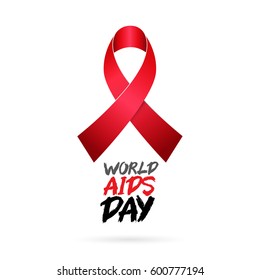 World AIDS Day. Lettering. Vector illustration on white background. Red ribbon. Elements for design. The concept of health.