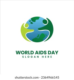 World AIDS day logo icon. Vector 1 December HIV and AIDS awareness or solidarity symbol or emblem badge on white background for banner or poster