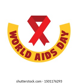World aids day logo set. Flat set of world aids day vector logo for web design