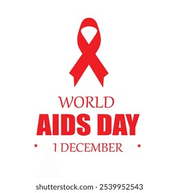 World AIDS Day. Long horizontal banner  space for text and diverse people. Vector flat illustration.