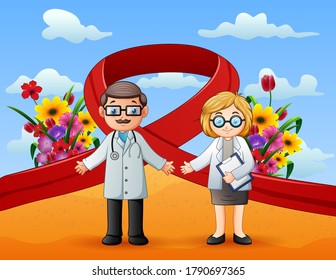 World AIDS day with male and female doctor