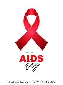 World AIDS Day. AIDS Memorial Day. Red awareness ribbon folded into a loop. Symbol of hope about the need to understand the problem of AIDS. Vector illustration.