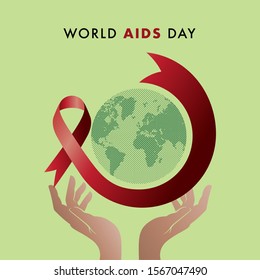 World Aids Day. Minimalist background with red ribbon and Luxury Style. Designed for web, banner, background, wallpaper, flyer, template, presentation, backdrop, etc. Suitable for your business.