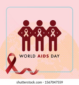 World Aids Day. Minimalist background with red ribbon and Luxury Style. Designed for web, banner, background, wallpaper, flyer, template, presentation, backdrop, etc. Suitable for your business.