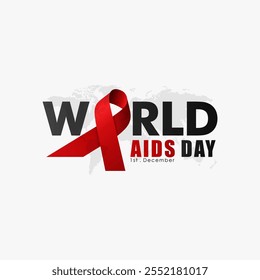 World AIDS Day. Minimalistic background with red ribbon. Designed for web, banner, wallpaper, etc