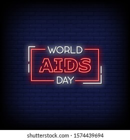 World Aids Day Neon Signs Style Text Vector