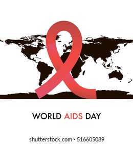 World Aids Day on 1st December. Symbol on the map silhouette