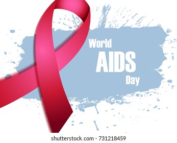 World AIDS Day on December 1 Awareness red ribbon sing background, vector illustration EPS10 