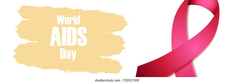 World AIDS Day on December 1 Awareness red ribbon sing background, vector illustration EPS10