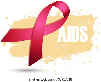World AIDS Day on December 1 Awareness red ribbon sing background, vector illustration EPS10