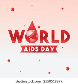 Projeto do Dia Mundial da Aids. Ilustração da Consciência da Fita Vermelha para a Prevenção do HIV. Banner da campanha do Dia Mundial da AIDS. Prevenção, cuidado, tratamento, Stop AIDS, post de mídia social, conscientização post vetor