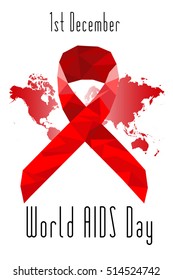 World AIDS Day poster, card, flyer with world map