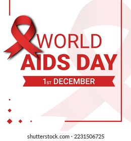 World AIDS Day poster design. Illustration with red ribbon on white background