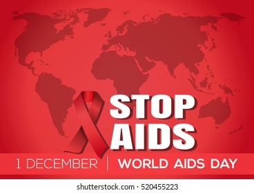 World Aids Day poster design. Aids Awareness. 1 December. Stop Aids. Vector illustration
