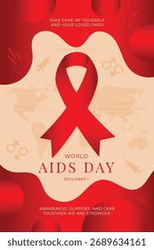 World AIDS Day poster flat vector illustration.