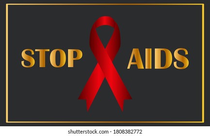 World AIDS day poster. Red Tie Ribbon icon on white dark background 5