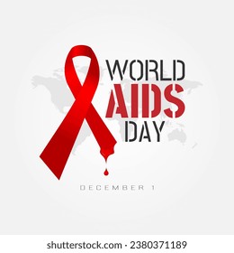 World Aids Day poster with red ribbon and blood drops