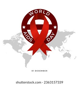 World Aids Day poster with ribbon hiv prevention month with white background