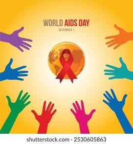 World AIDS Day poster or Web banner with ribbon, space for text. Vector illustration.