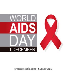 World AIDS Day, red and gray lines, ribbon flat.